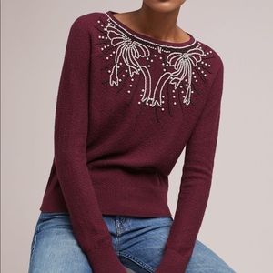 Anthropologie • Pearled Bow Pullover